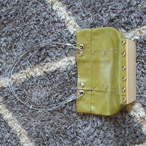 Hardware By Renee Lime Green Studded Reclaimed Shoulder Bag